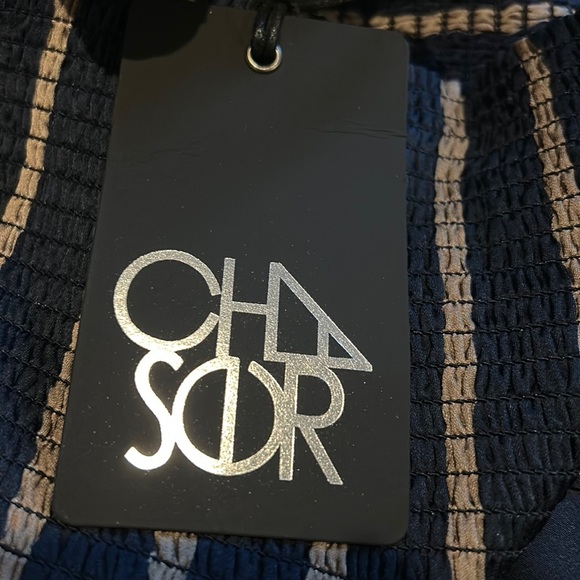 *BLUE/TAN* NWT, Chaser, Women’s Silky Basics Smocked Waist Faux Wrap Midi Skirt - Picture 6 of 8